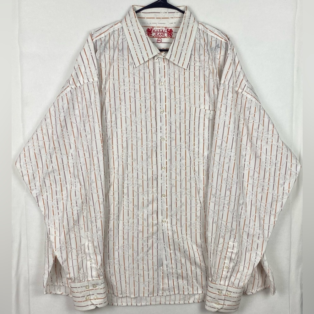 Fusai Jeans Mens 4XL Multicolor Vertical Striped Floral print